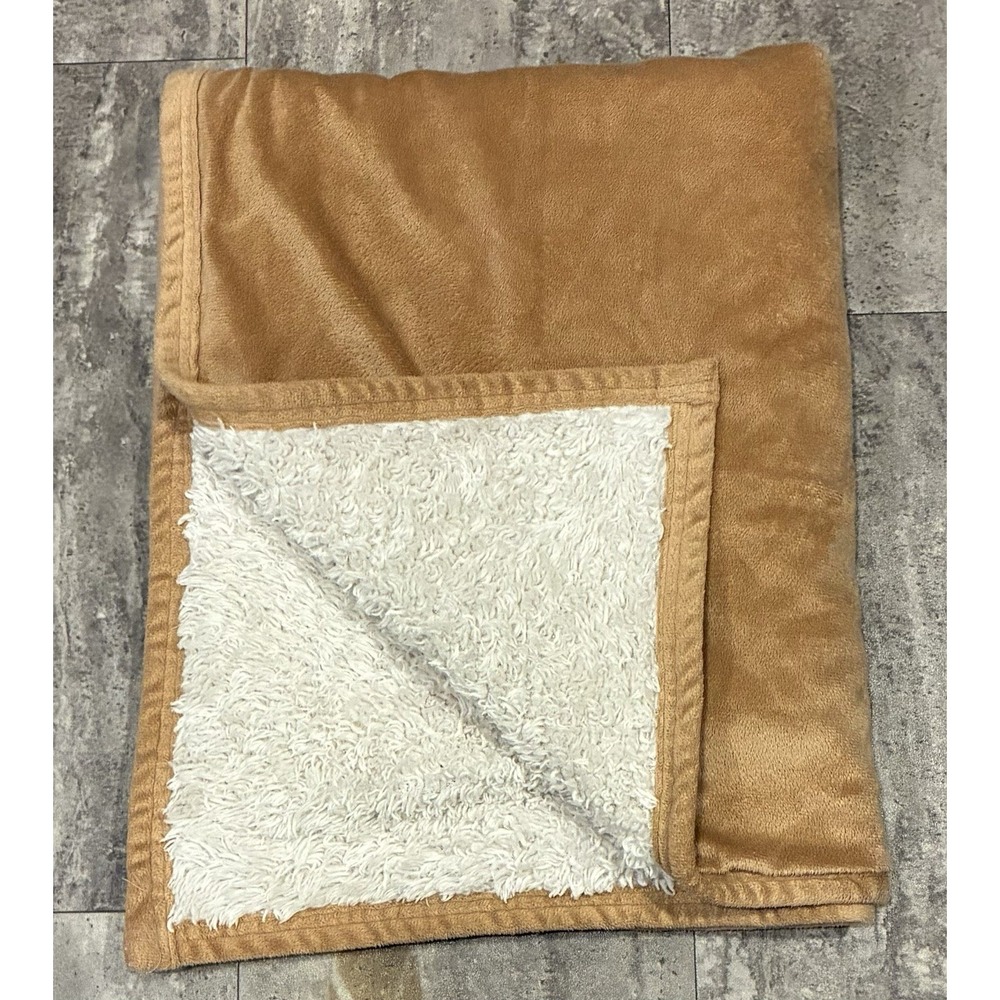 BEANSPROUT Baby Blanket Brown Tan Fleece Soft 28x36 Bean Sprout Western Country